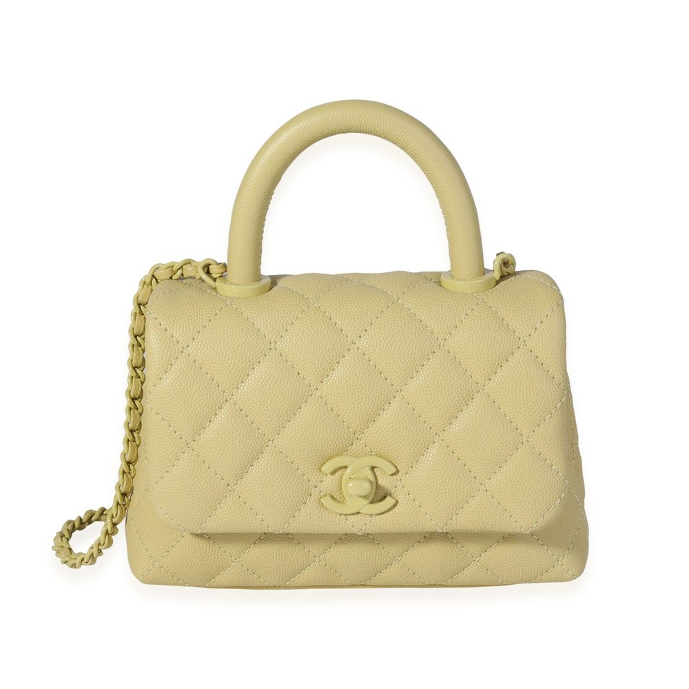 Chanel Yellow Caviar Extra Mini Coco Top Handle Bag